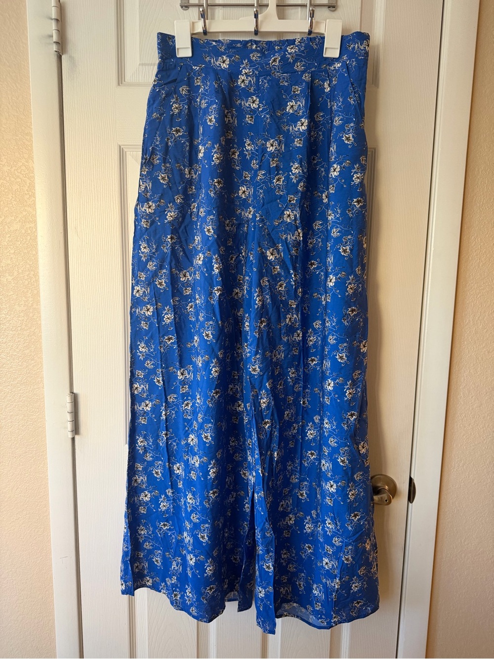 white birch Royal Blue Floral Wide Leg Pants